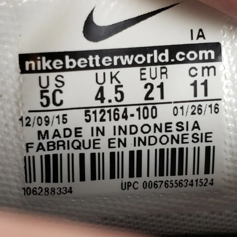 Nike Kids Sms Roadrunner 2‎ 512164-100 White Beige Mid Top Sneaker Shoes Size 5C